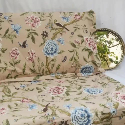 Rosette Wildflower Garden All Over Printed King Sized Bedsheet- Blush Pink 90*108