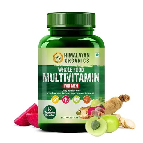 Vlado's Himalayan Organics Whole Food Multivitamin For Men With B1,B2,B3,B5,B6,B7,B9 & B12 | Boost Energy And Immunity | Good for Brain, Heart & Eye Health- 60 Vegetarian Capsules