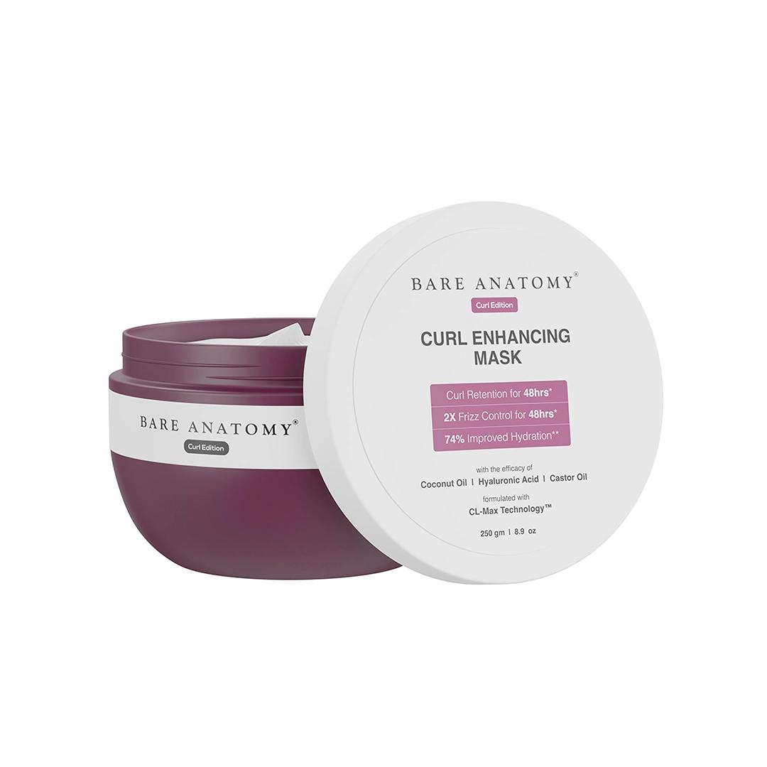 Bare Anatomy Curl Enhancing Hair Mask | Smoothens & Conditions Hair With Curl Retention & 2X Frizz Protection For 48 Hours | Powered By Coconut Oil, Hyaluronic Acid & Castor Oil | Sulphate & Paraben Free | For Women and Men | 250g